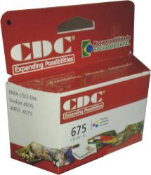 Cartucho de Tinta CDC HP 675 XL Colorido 12 ml | CN 691 | Compatível